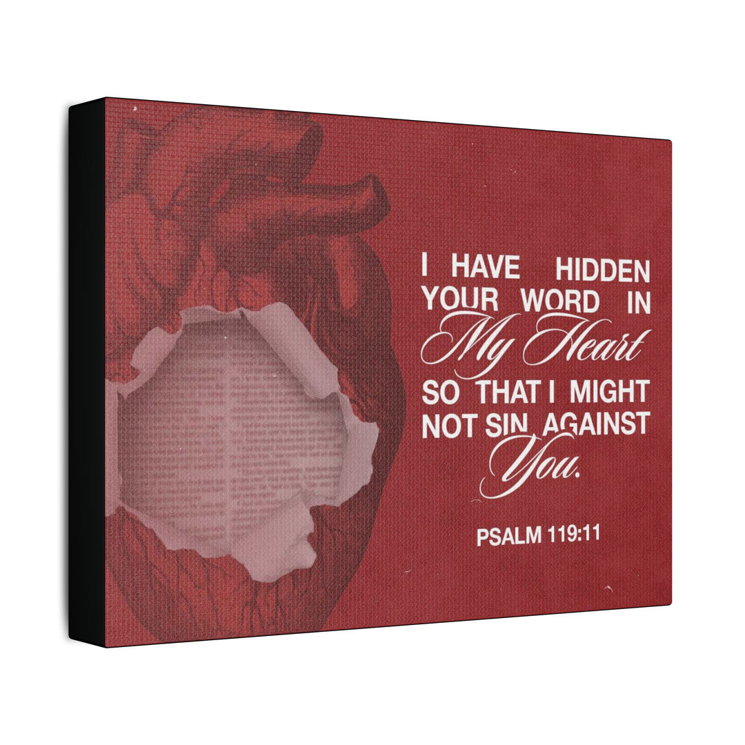 Psalms 119:11 Canvas Art – Heart with Bible Verse | Inspirational Christian Wall Decor