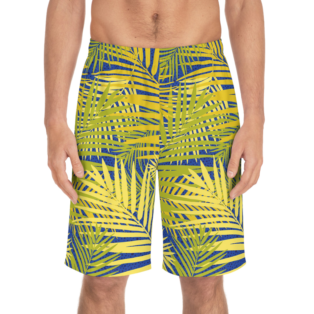 Custom Men's Board Shorts – Lightweight Beach Island Vibe Swimwear with Pockets & Elastic Waistband