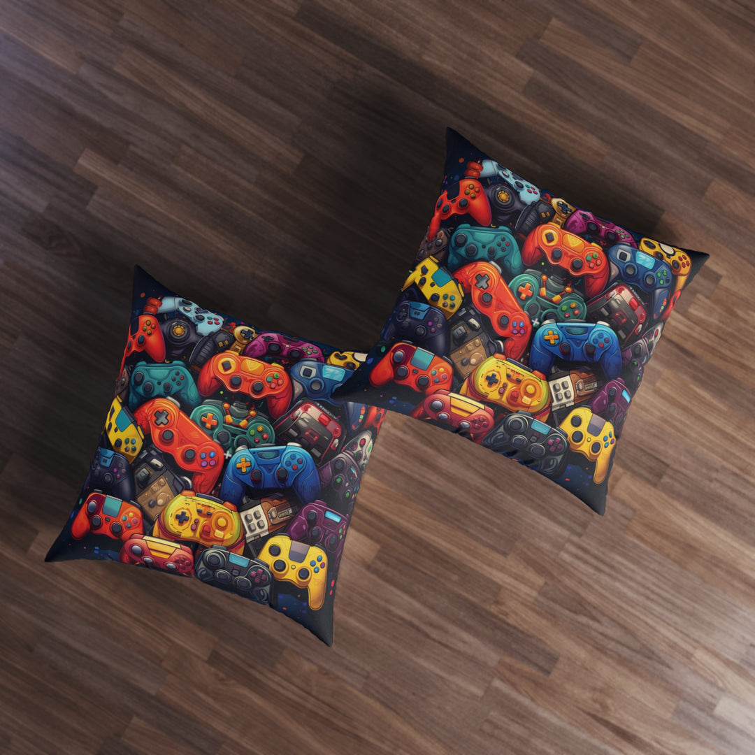 Retro Gamer's Comfort: Iconic Game Controller Tufted Floor Pillow