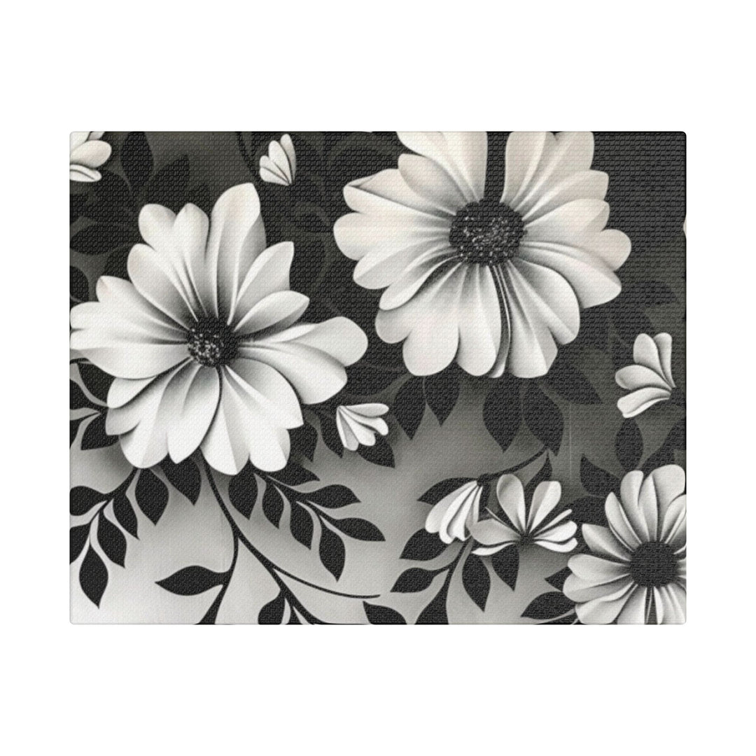 Elegant White Flower Canvas Art – Dark Light Contrast with Ombre Black Background – Modern Home Décor for Living Room & Bedroom