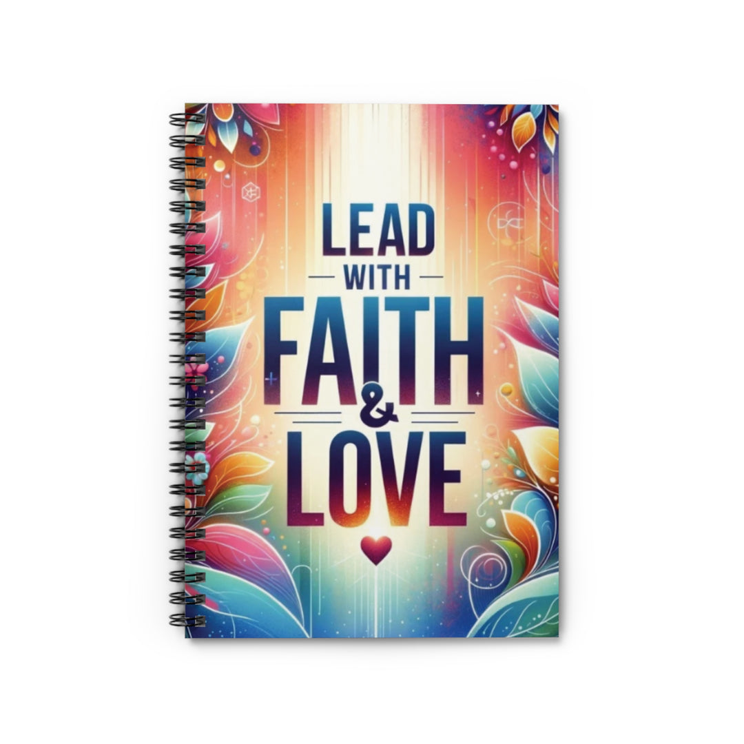 Lead with Faith & Love Spiritual Notebook - 118-Page Spiral Sunday School & Bible Study Journal