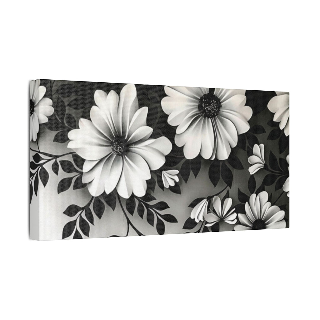 Elegant White Flower Canvas Art – Dark Light Contrast with Ombre Black Background – Modern Home Décor for Living Room & Bedroom