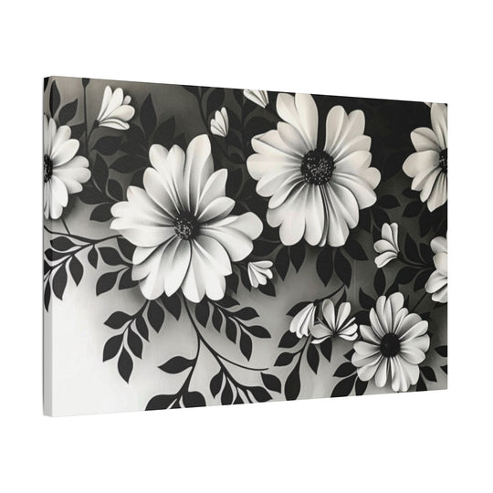 Elegant White Flower Canvas Art – Dark Light Contrast with Ombre Black Background – Modern Home Décor for Living Room & Bedroom