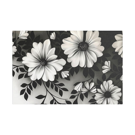 Elegant White Flower Canvas Art – Dark Light Contrast with Ombre Black Background – Modern Home Décor for Living Room & Bedroom