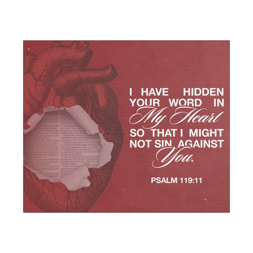 Psalms 119:11 Canvas Art – Heart with Bible Verse | Inspirational Christian Wall Decor