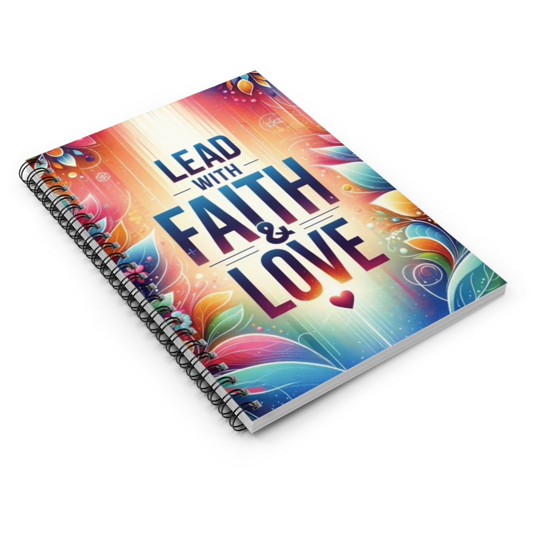 Lead with Faith & Love Spiritual Notebook - 118-Page Spiral Sunday School & Bible Study Journal