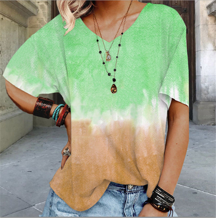 Boho Chic Rainbow Tie-Dye T-Shirt for Women - Vibrant & Trend