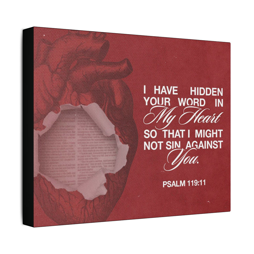 Psalms 119:11 Canvas Art – Heart with Bible Verse | Inspirational Christian Wall Decor