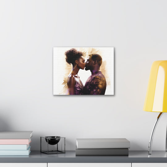 Expressive Black Couple Kissing Art – Captivating Conversations Starters