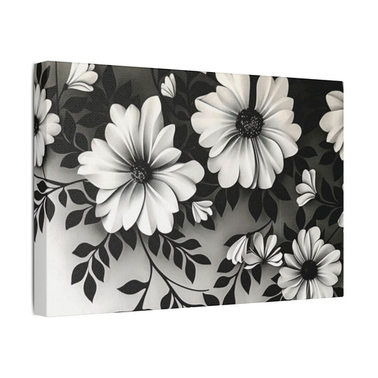 Elegant White Flower Canvas Art – Dark Light Contrast with Ombre Black Background – Modern Home Décor for Living Room & Bedroom