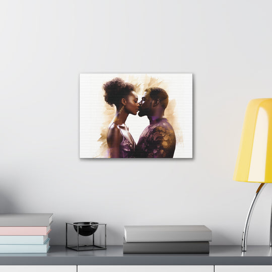 Expressive Black Couple Kissing Art – Captivating Conversations Starters