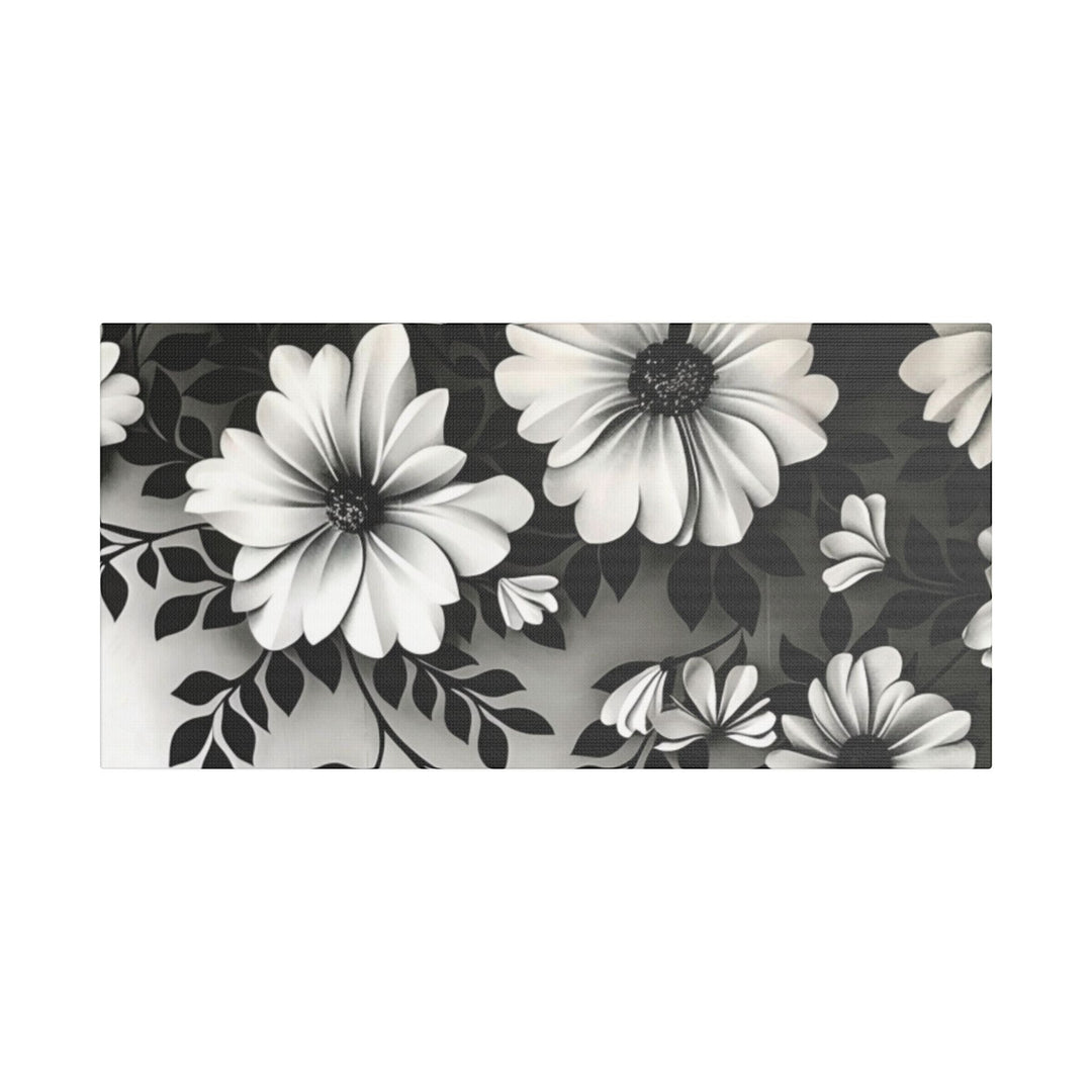 Elegant White Flower Canvas Art – Dark Light Contrast with Ombre Black Background – Modern Home Décor for Living Room & Bedroom