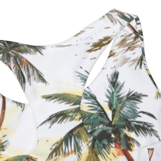 🌴 Tropical Vibes High-Waisted Two-Piece Swimsuit – Bold Colors & Palm Tree Design for a Summer to Remember 🌞