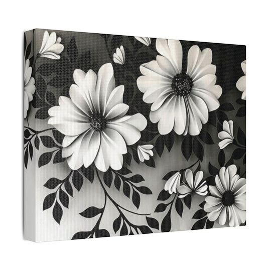 Elegant White Flower Canvas Art – Dark Light Contrast with Ombre Black Background – Modern Home Décor for Living Room & Bedroom