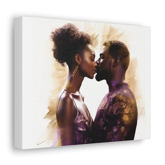 Expressive Black Couple Kissing Art – Captivating Conversations Starters