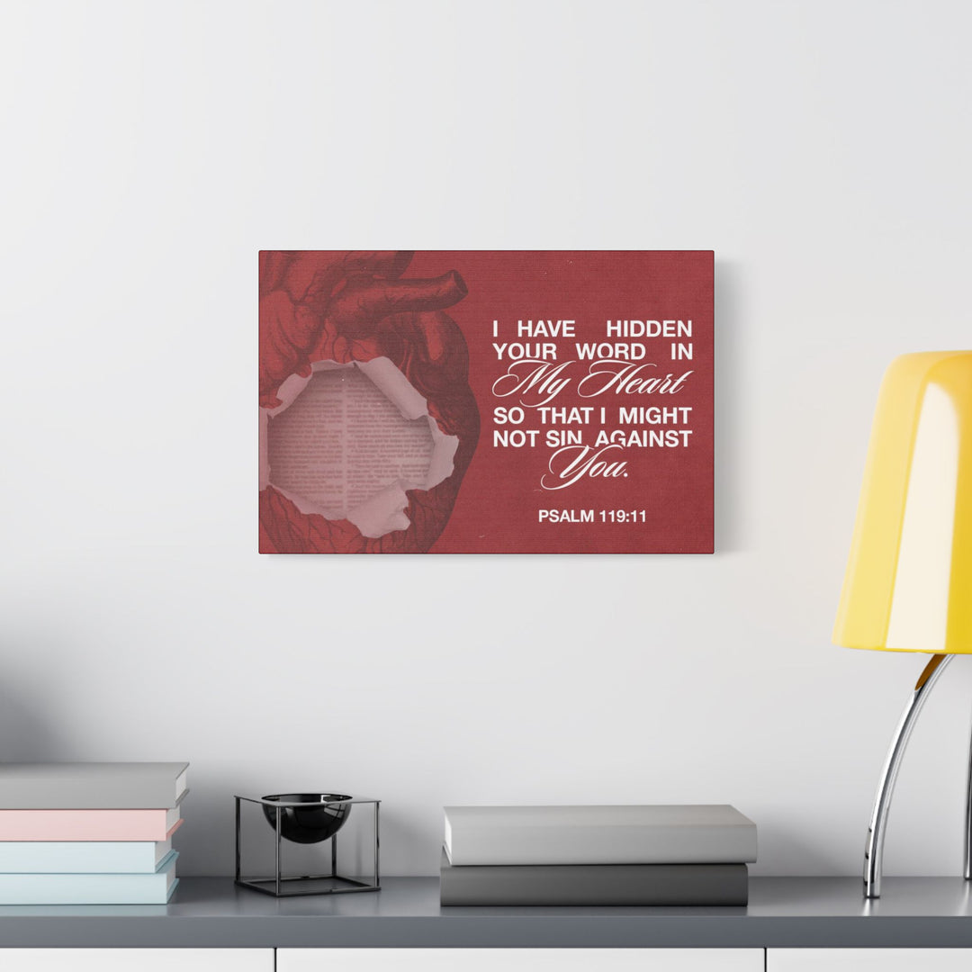 Psalms 119:11 Canvas Art – Heart with Bible Verse | Inspirational Christian Wall Decor