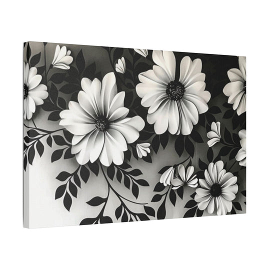 Elegant White Flower Canvas Art – Dark Light Contrast with Ombre Black Background – Modern Home Décor for Living Room & Bedroom