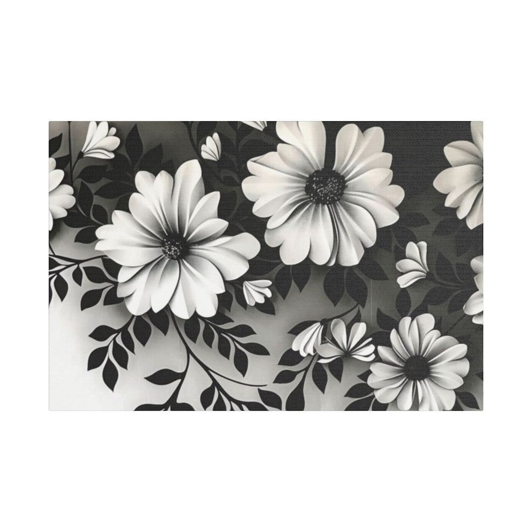 Elegant White Flower Canvas Art – Dark Light Contrast with Ombre Black Background – Modern Home Décor for Living Room & Bedroom