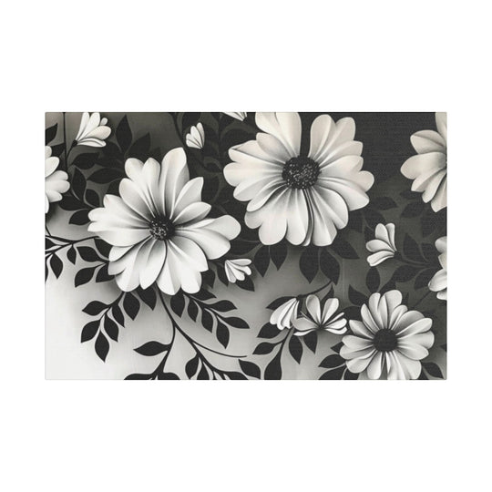 Elegant White Flower Canvas Art – Dark Light Contrast with Ombre Black Background – Modern Home Décor for Living Room & Bedroom