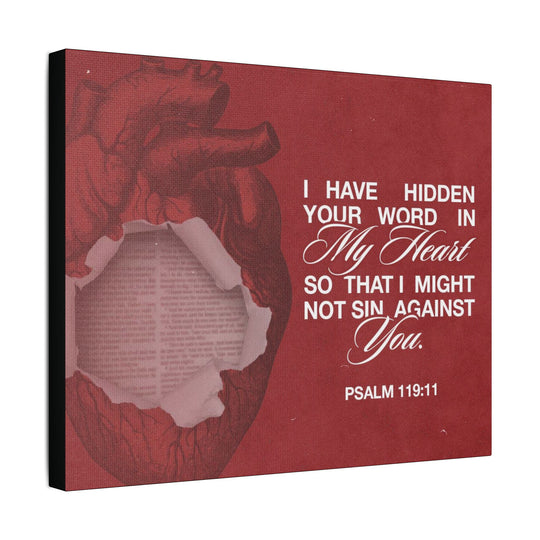 Psalms 119:11 Canvas Art – Heart with Bible Verse | Inspirational Christian Wall Decor