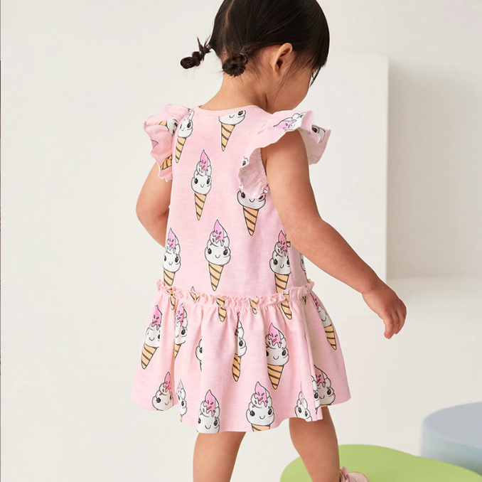 Enchanted Ice Cream Princess Dress - Pink Elegance for Girls