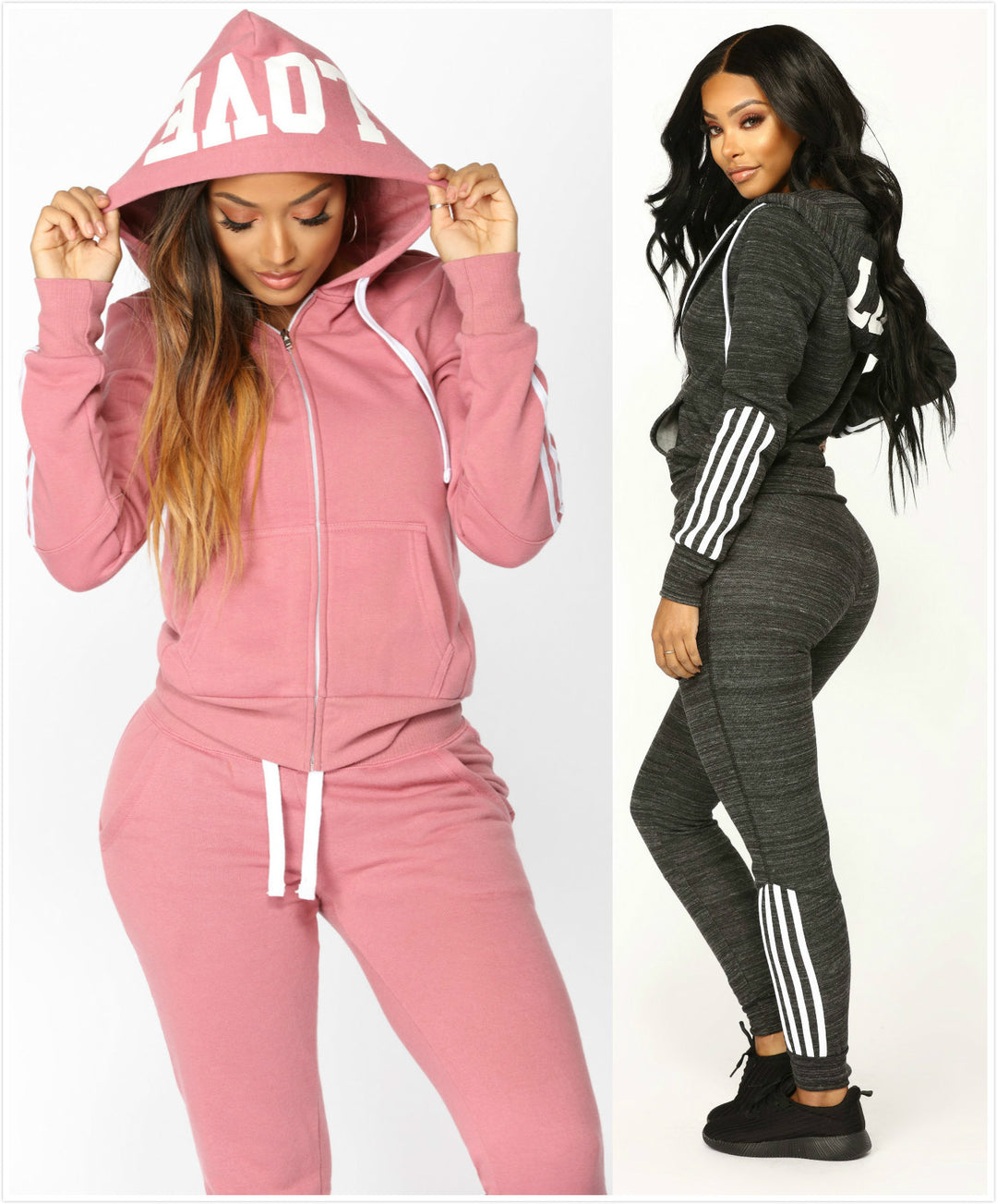 Chic & Comfy: Women's 2Pcs Tracksuit Crop Hoodie & Sweatpants Set