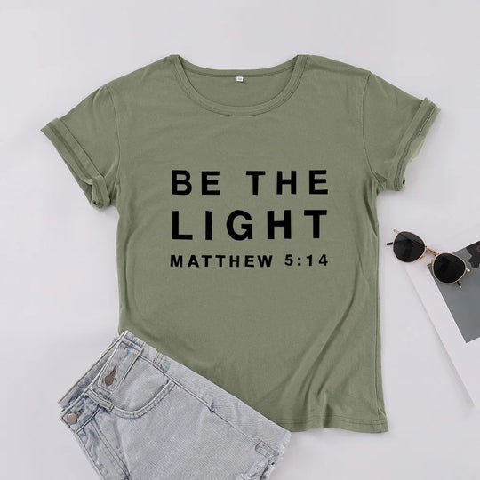 Be the Light" T-Shirt – Inspire Hope & Shine with Matthew 5:14 Scripture Tee