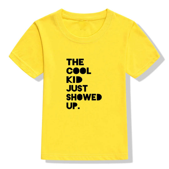 Summer Kids Tshirt The Cool Kid Just Showed Up Funny Letter Print Tshirt Boys and Girls Clothes Children Cute Shirts Tops