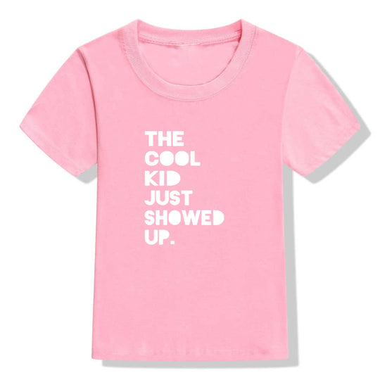 Summer Kids Tshirt The Cool Kid Just Showed Up Funny Letter Print Tshirt Boys and Girls Clothes Children Cute Shirts Tops