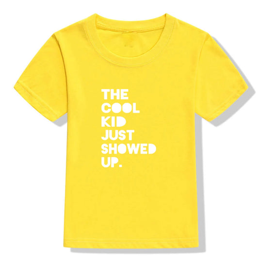 Summer Kids Tshirt The Cool Kid Just Showed Up Funny Letter Print Tshirt Boys and Girls Clothes Children Cute Shirts Tops