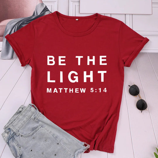 Be the Light" T-Shirt – Inspire Hope & Shine with Matthew 5:14 Scripture Tee