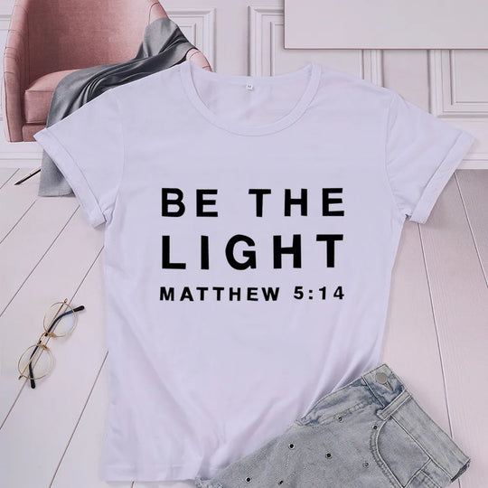 Be the Light" T-Shirt – Inspire Hope & Shine with Matthew 5:14 Scripture Tee