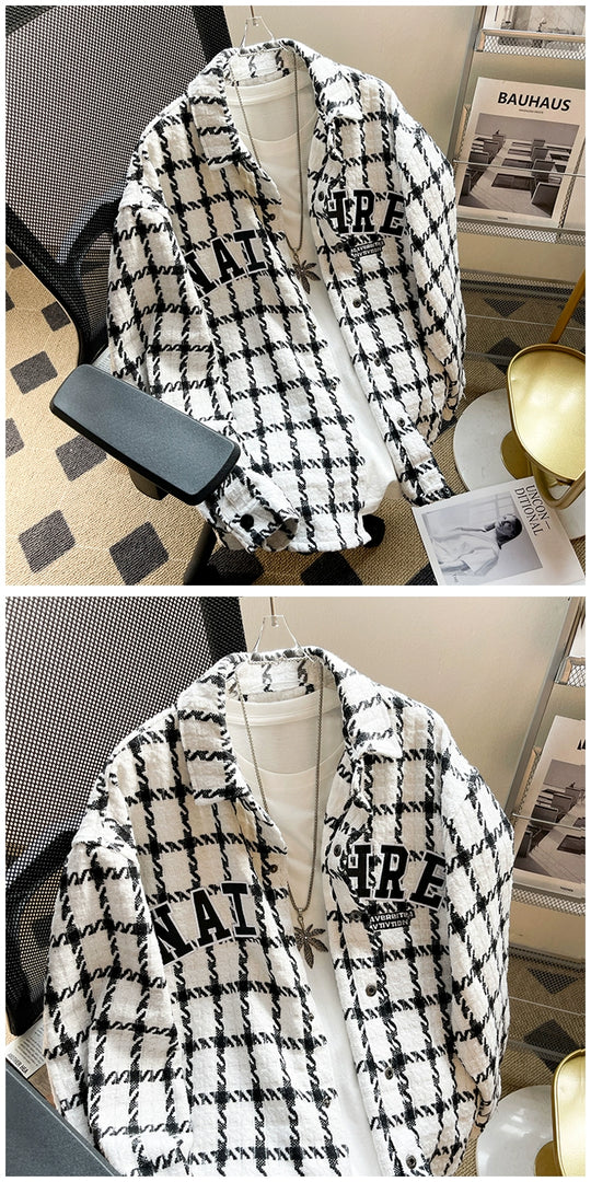 Classic Lapel Loose Gingham Jacket – Trendy Lightweight Outerwear for Youthful Style & Everyday Comfort