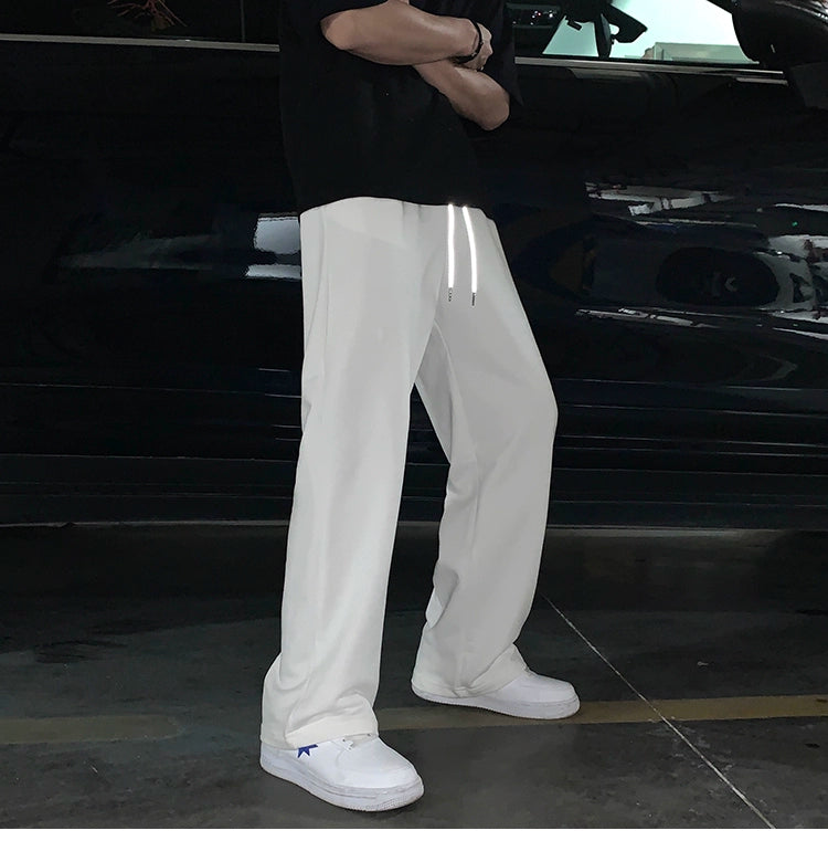 American Style Casual Wide-Leg Drooping Straight-Leg Pants – Trendy White, Light Gray & Black Ankle-Length Trousers for Youth - captivatingconversationsstarters