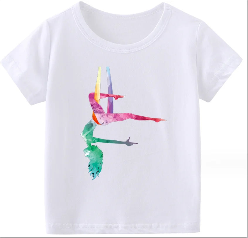 Adorable Watercolor Gymnastic Girl Kids Top – Inspire Confidence & Fun!