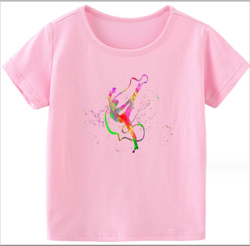 Adorable Watercolor Gymnastic Girl Kids Top – Inspire Confidence & Fun!