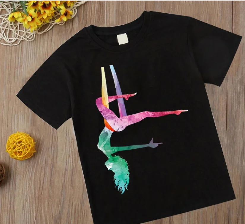 Adorable Watercolor Gymnastic Girl Kids Top – Inspire Confidence & Fun!