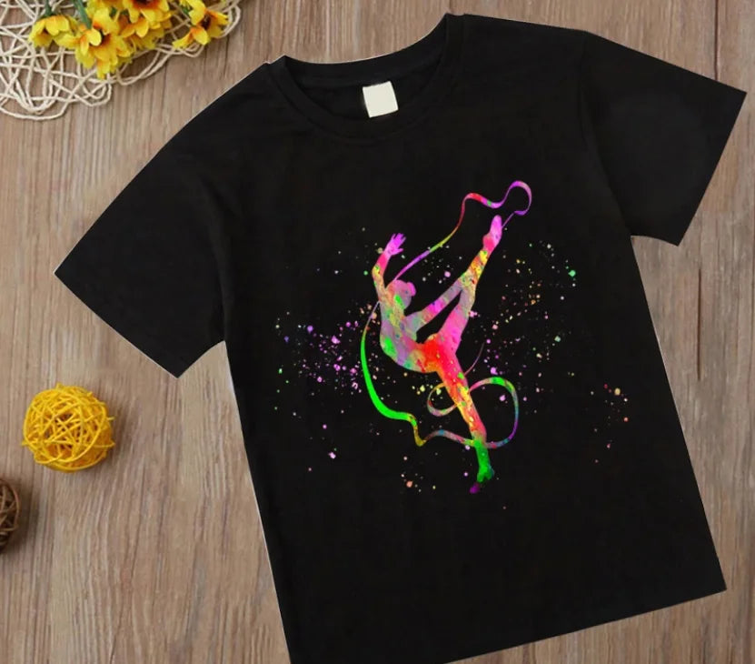 Adorable Watercolor Gymnastic Girl Kids Top – Inspire Confidence & Fun!