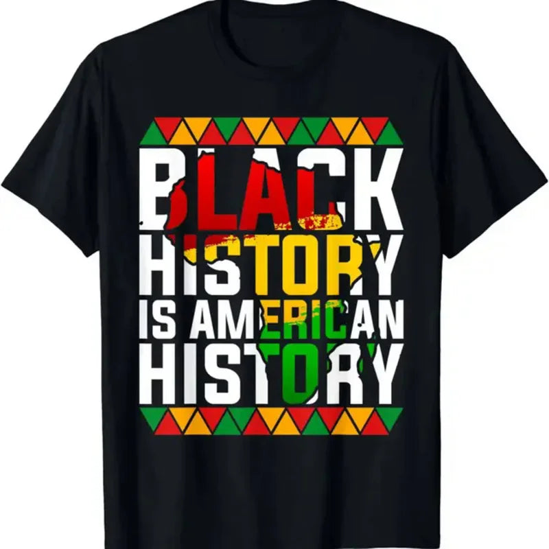 Black History Is American History" T-Shirt – Celebrate Black Heritage with Bold African Colors - captivatingconversationsstarters