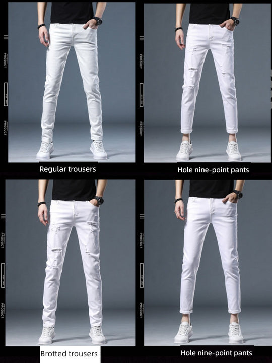 Velvet White Slim-Fit Cropped Jeans – Stylish Youthful Denim with Micro Stretch & Stone-Wash Finish