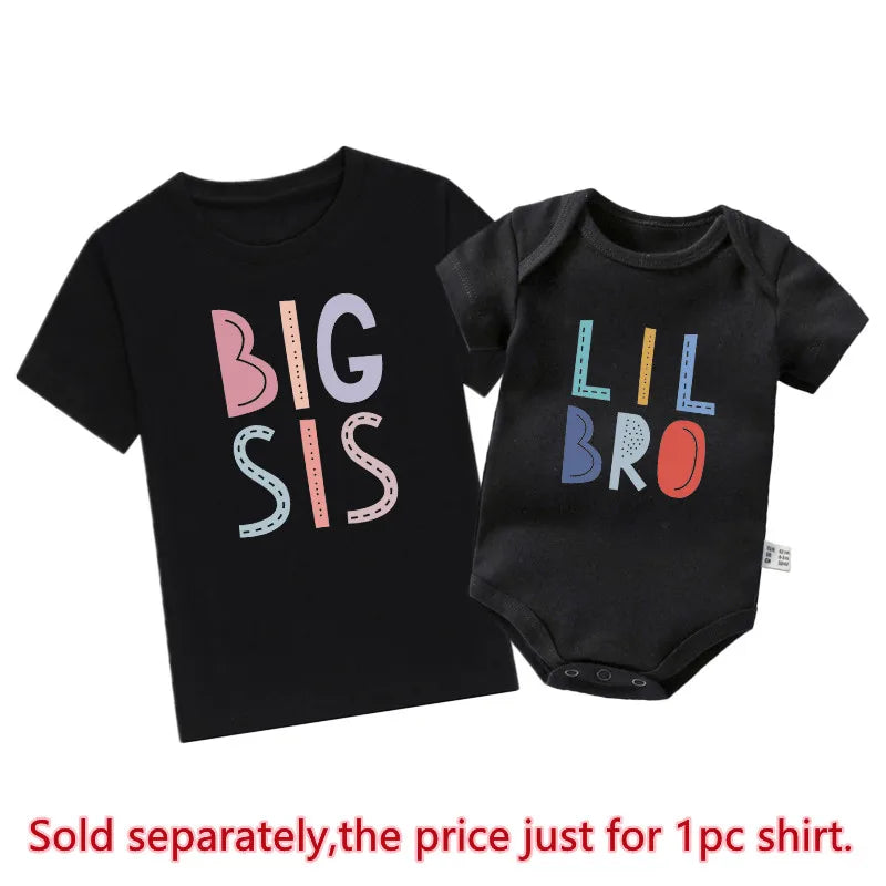 Big Bro Lil Sis Matching Outfits – Cotton Family Shirts & Baby Rompers | Perfect Sibling Birthday Gifts