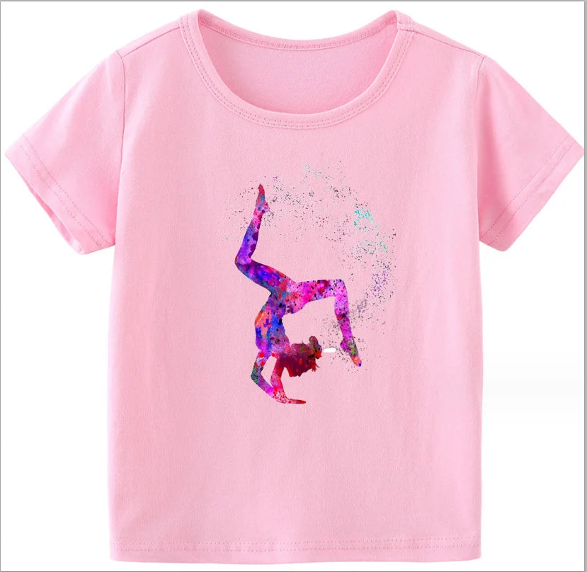 Adorable Watercolor Gymnastic Girl Kids Top – Inspire Confidence & Fun!