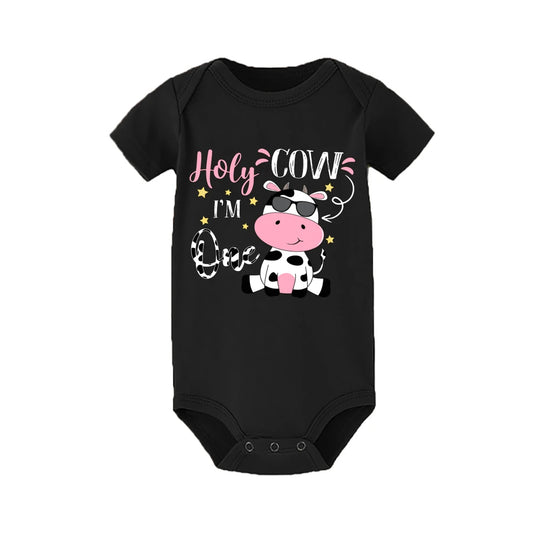 Adorable Holy Cow Family Matching Birthday Top - Mom, Dad, Sibling, & Baby Romper Outfit