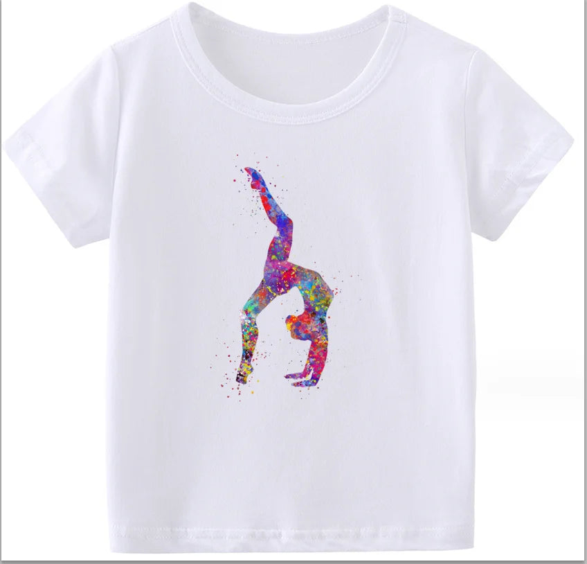 Adorable Watercolor Gymnastic Girl Kids Top – Inspire Confidence & Fun!