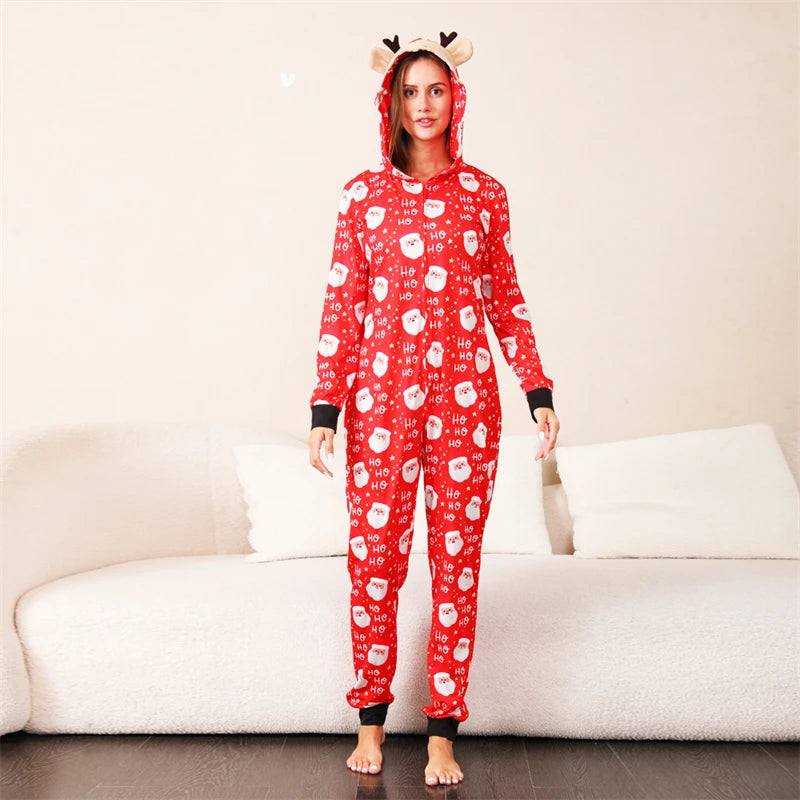 Reindeer Hooded Onesies Christmas Family Matching Pajamas