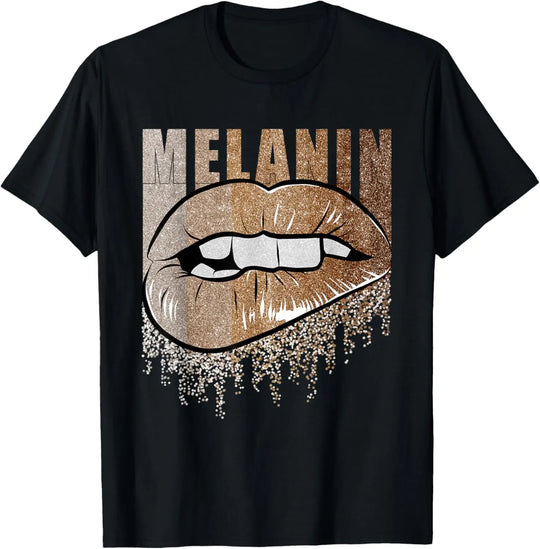 Melanin Drip T-Shirt | Bold Glitter Design Celebrating Black Beauty - captivatingconversationsstarters