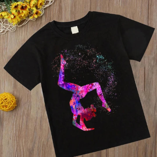 Adorable Watercolor Gymnastic Girl Kids Top – Inspire Confidence & Fun!