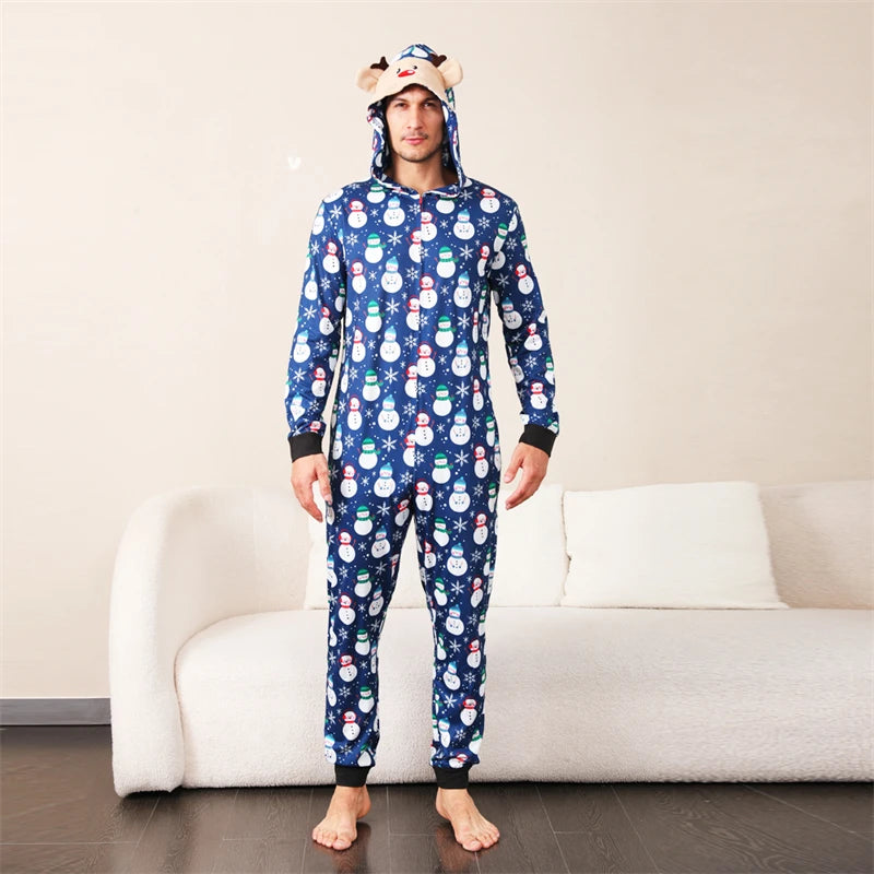 Reindeer Hooded Onesies Christmas Family Matching Pajamas