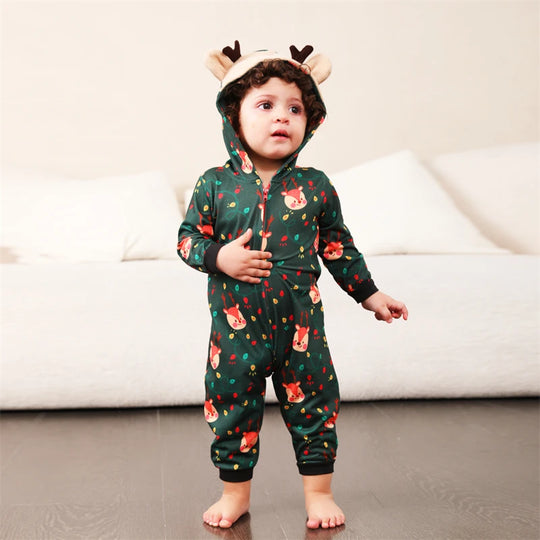 Reindeer Hooded Onesies Christmas Family Matching Pajamas