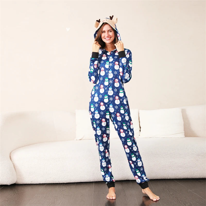 Reindeer Hooded Onesies Christmas Family Matching Pajamas